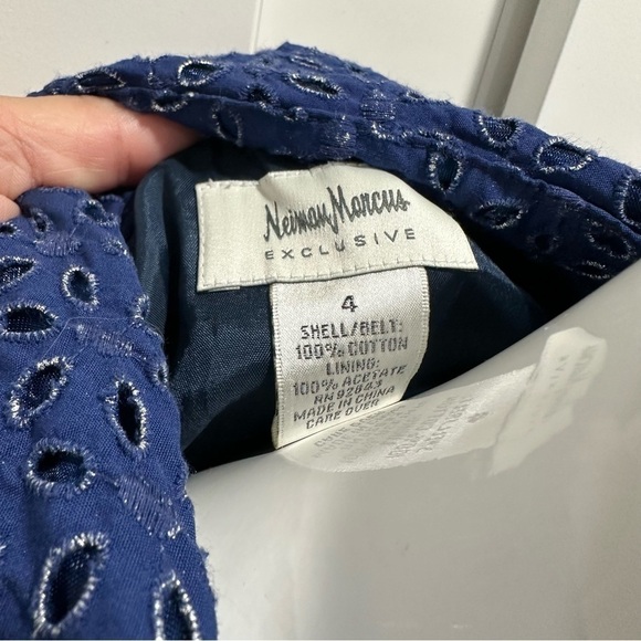 Neiman Marcus Long Blue Flare  Eyelet Jacket - Cotton Size 4 - Picture 8 of 8